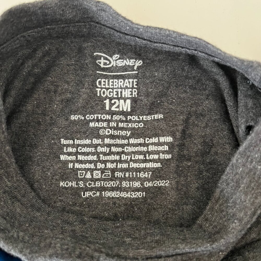 Celebrate Together Disney Infant TShirt Sz 12mos Gray w/Red, white & blue MICKEY - Picture 3 of 3